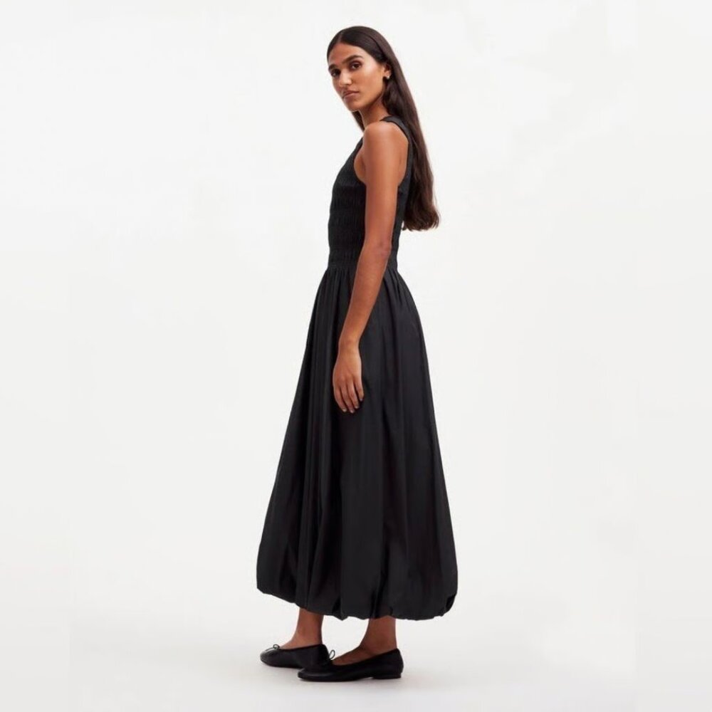 Madewell Melody Bubble Hem Smocked Midi Dress in Poplin